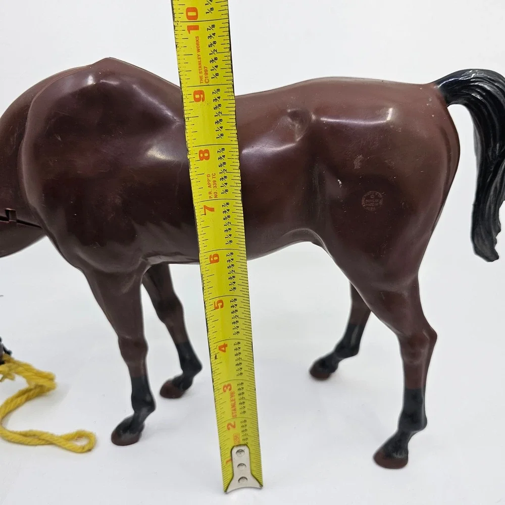Vintage Louis Marx & Co Brown Horse Plastic 1970's Movable Neck Made in USA